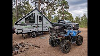 ROCKWOOD A122TH A-Frame Toy Hauler.  A walk through and demonstration of setting it up Forest River