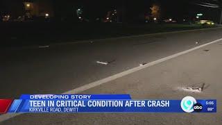 Teen in critical condition after DeWitt crash