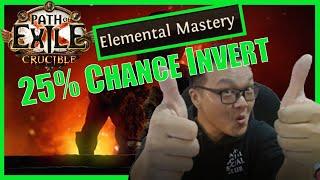 Elemental Mastery 25% chance inverted resistance better than I thought. POE3.21 CRUCIBLE.