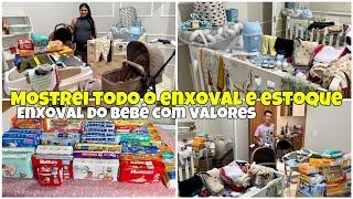 MOSTRANDO ENXOVAL COMPLETO DO MEU BEBÊ COM VALORES +TODO ESTOQUE DE FRALDAS E HIGIENE ROUPAS E MAIS