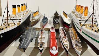 Back to back Review of All Ships  Titanic Britannic Golden Titanic Carpathia 
