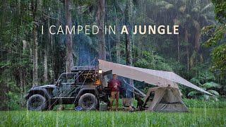 Relaxing in Tropical HEAVY RAIN  Solo Camping Shelter in a Jungle long ASMR 