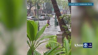 ‘It was so crazy’ heavy rain leads to flooded roads in Waikiki