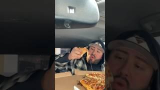 He can’t even breathe as he shoves his face with pizza 