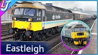 Two Class 47s With Pullman Coaches Speeds Through Eastleigh