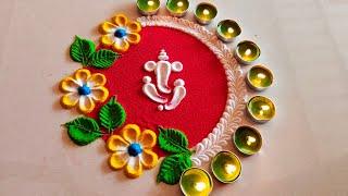 Ganesh chaturthi rangoliDiwali rangoli design Navaratri rangoli  Rangoli designs