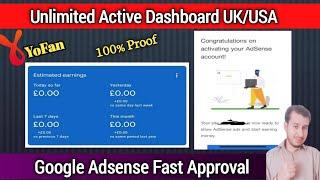 Latest Adsense Active Dashboard New Method  Unlimited Adsense With Active Dashboard  Yofan Earning