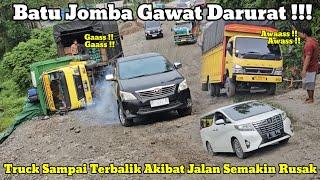 Batu Jomba Gawat Darurat  Truk Terbalik Akibat Jalan Semakin Bergelombang