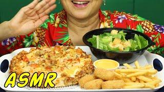 ASMR • Seafood Pizza & Caesar Salad • Eating Sounds • Light Whispers • Nana Eats