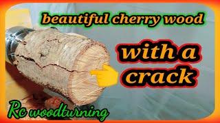 wood turning beautiful cherry and fixing a crack