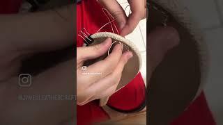 sewing leather onto MUJI room slippers