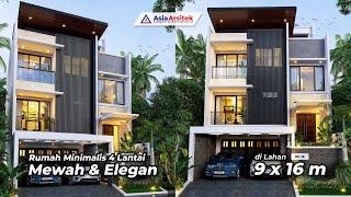 Desain Rumah Minimalis 4 Lantai 6 Kamar di Lahan 9x16 m