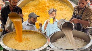 MANGO JUICE MAKING  Street Food Crushed Ice MANGO MILK SHAKE Summer Drink  Mango Doodh Sarbath