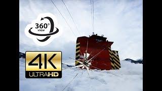 360° camera under train CRASHED by snow plow 4K