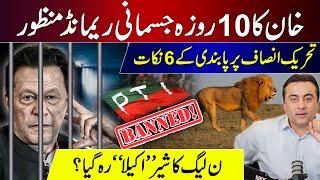 Khans 10-day physical remand granted  6 points to ban PTI  PML-Ns lion left alone?