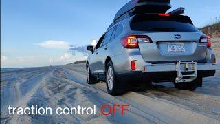 How to drive a Subaru Outback on the beach. driving in the sand on the outer Banks.