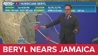 Tuesday 10 PM Tropical Update Hurricane Beryl nears Jamaica