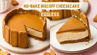 *EASY* NO BAKE BISCOFF CHEESECAKE RECIPE  HOW TO MAKE EGGLESS CHEESECAKE AT HOME