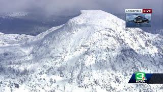 Aerial view of Sierra snow and the latest snow totals