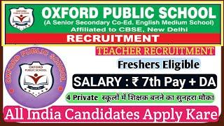 Govt. Aided School Teacher Vacancy 2025 Delhi NCR  Oxford School Teacher Recruitment 2025  CTET