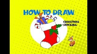 How to draw a Christmas Stocking - Learn to Draw - ART LESSON stocking stuffers