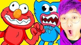 HUGGY WUGGY.EXE vs ELMO MOD? TOP 3 CRAZIEST VIDEOS *LANKYBOX REACTION*