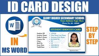 Identity Card Design in Ms Word  How to Make Student Id Card Design in Ms Word Hindi Tutorial