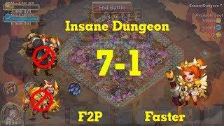 Castle Clash Insane Dungeon 7-1 F2P Faster Without GL Ab Mino