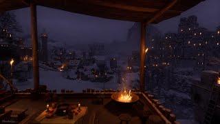 Fantasy Medieval Winter Night Ambience  Blizzard Crackling Fire Owl Calming Nature Sounds