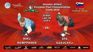 Day 5 Youth Its the 8-ball discipline at Dynamic Billard European Pool Championships Youth 2024.