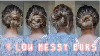 4 WAYS TO DO A LOW MESSY BUN EASY LONG & MEDIUM HAIRSTYLES