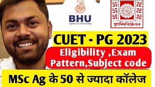 CUET PG 2023 Notification  Subject code & Universities for MSc Ag