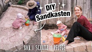 Sandkasten selber bauen mit Steinen  Tipps zu Spielsand Sandkastenabdeckung Schutz & Pflege