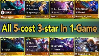 *World Record* ALL 5-Cost Champions 3-Star In One-Game TFT Set 8.5