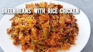 طزر پخت لوبیا پلو مجلسی با مرغ وهویج غذای خوشمزه وآسانGreen beans with chicken and rice