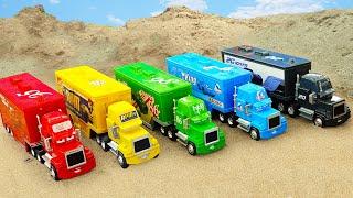 Rescue 5 Rainbow Color Container Truck in Magic Hole - Car Toys Kid Story