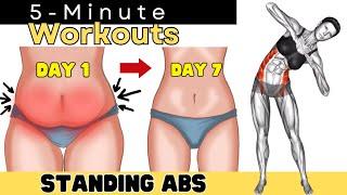 5 Min STANDING ABS Workout  Lose UPPER BELLY and LOWER BELLY Fat in 1 Week