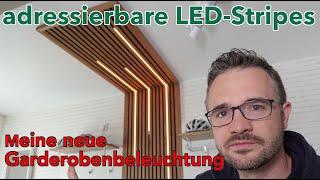 Beleuchtung für Garderobe bauen  LED Stripes SK6812 adressierbar  WLED Steuerung   Holzpaneel