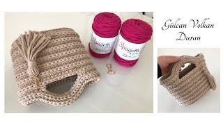 Crochet Bag - Spagetti Yarn XXL İp İle Örgü Çanta Yapımı - Part 1