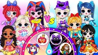 Battle Elsa Barbie & Wednesday Poppy Playtime 3 or Digital Circus?  DIY Paper Dolls Fashion