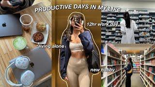 living alone diaries  PRODUCTIVE 12 HOUR work day morning routine cafe hopping & slice of life