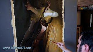 A Ray of Sunlight The Cellist - J. W. Alexander  Art Reproduction Oil Painting