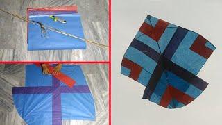 How to make beautiful 2.5 tawa kite at home with kite flying tutorial - how to tie kite knots - Diy