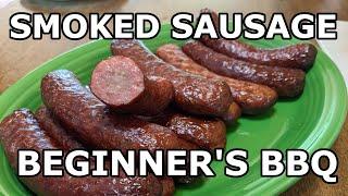 Smoked Sausage on OK Joes Highland  Beginners BBQ