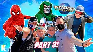 Meeting Marvel Super Heroes at Universal Studios Orlando Family Vlog Day 3  K-City Family