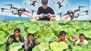 Hưng Troll  Thử Thách Chơi Trốn Tìm Bằng Flycam Dưới Đầm Sen Thắng Nhận 5 Triệu