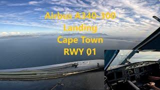 Airbus A340-300 scenic approach and landing Cape Town International Airport FACT RWY 01 - 4K