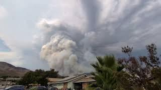 Massive smoke cloud covers Highland California due to Line Fire