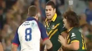 Australia vs England Willie Mason knocks Feildon out cold