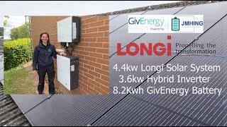 4.4kw Longi Solar System 3.6kw GivEnergy Hybrid Inverter & 8.2Kwh GivEnergy Battery storage system.